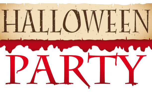 古代卷轴与血滴标志万圣节派对图片下载