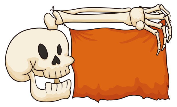 快乐的骷髅用它瘦骨嶙峋的手臂拿着一块织物图片下载