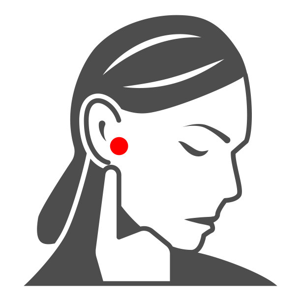 女人耳痛实心图标，身体痛概念，人耳痛矢量符号在白色背景上，字形风格图标为移动概念和网页设计。矢量图形。图片下载