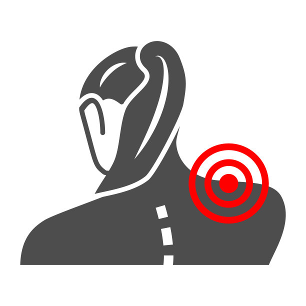 女人脖子疼固体图标，身体疼痛概念，脖子疼痛矢量标志在白色背景上，字形风格图标为移动概念和网页设计。矢量图形。图片下载