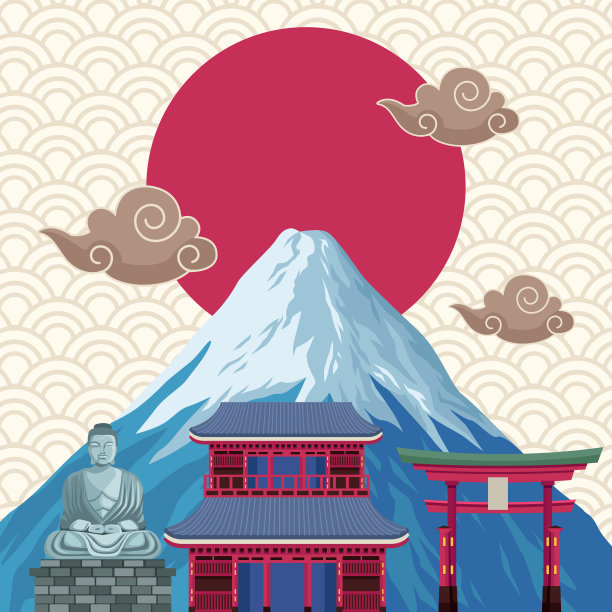 富士山和日本的图标图片下载