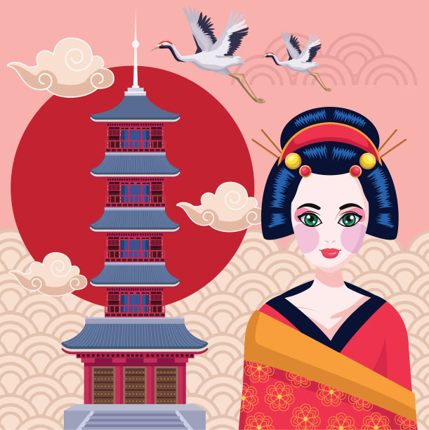 艺妓和浅草寺图片下载