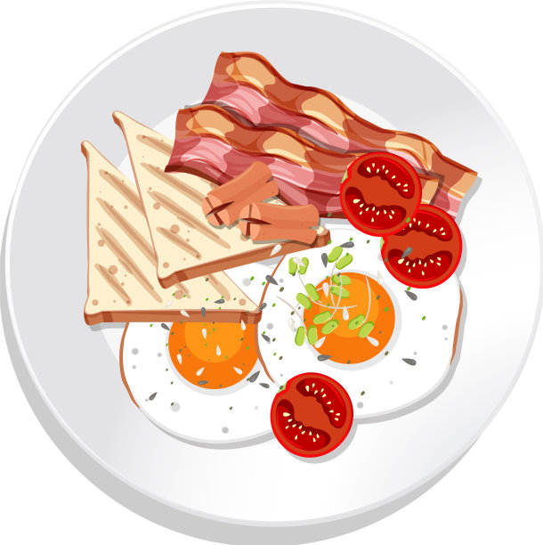 俯视图的早餐设置在一个盘子孤立图片下载