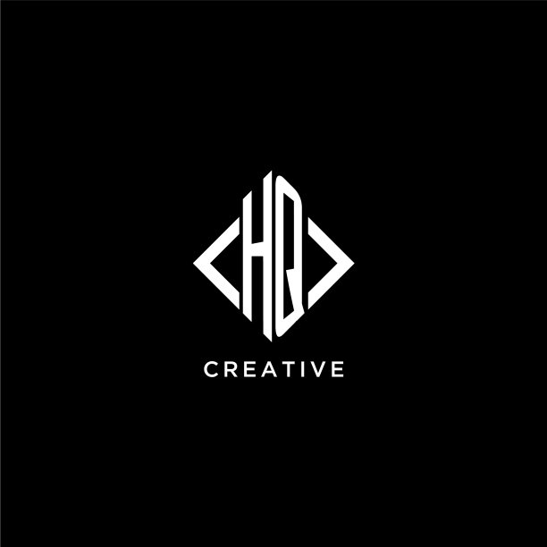 总部首字母组合与菱形标志设计图片下载