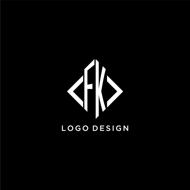 Fk首字母组合与菱形标志设计图片下载