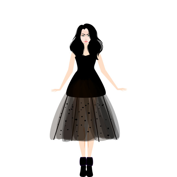 漂亮的年轻女人穿着黑色的衣服图片下载