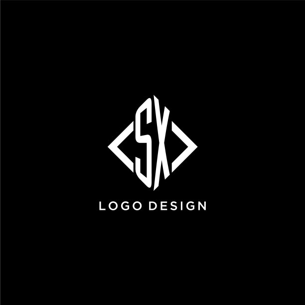Sx最初的字母组合与菱形的标志设计图片下载