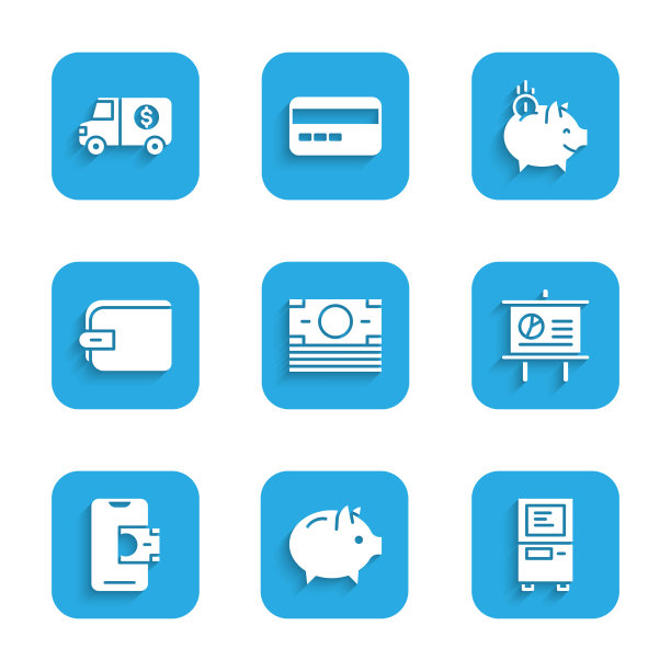设置成堆的纸币现金小猪储蓄罐自动取款机图片下载