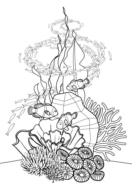 图形珊瑚礁孤立的白色背景图片下载