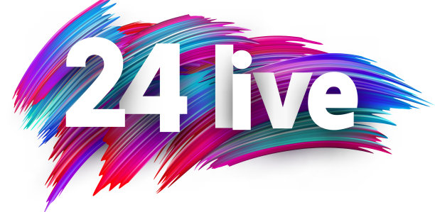 白色24 live sign on brush strokes background图片下载