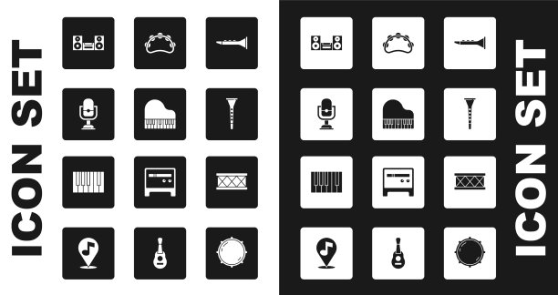 设置单簧管大钢琴麦克风家庭立体声图片下载