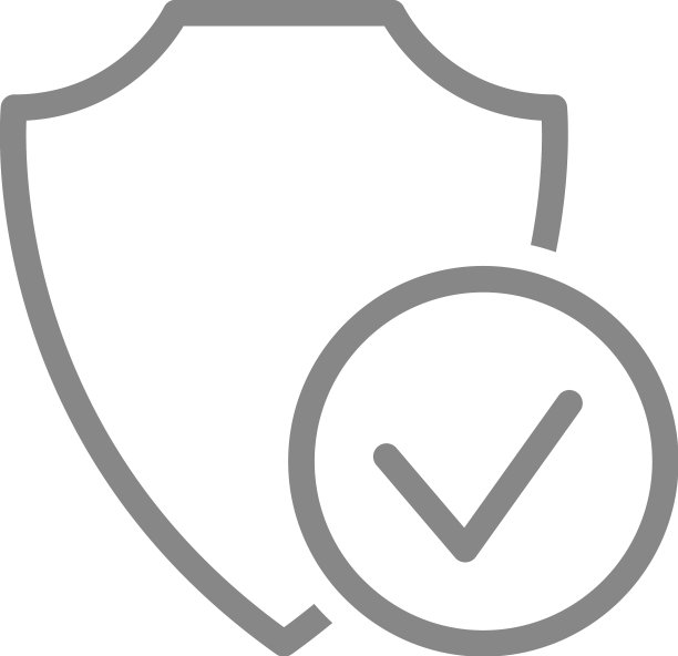 带勾选标记的防护盾牌线性图标图片下载