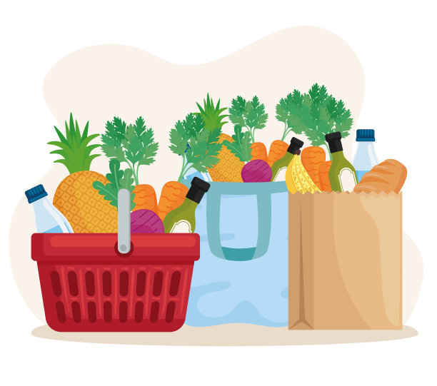 购物袋里的食品杂货图片下载
