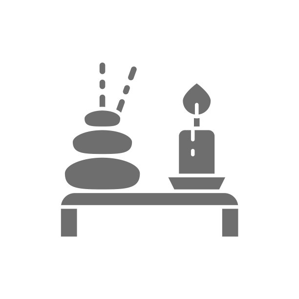 温泉泰国热石与蜡烛灰色图标图片下载