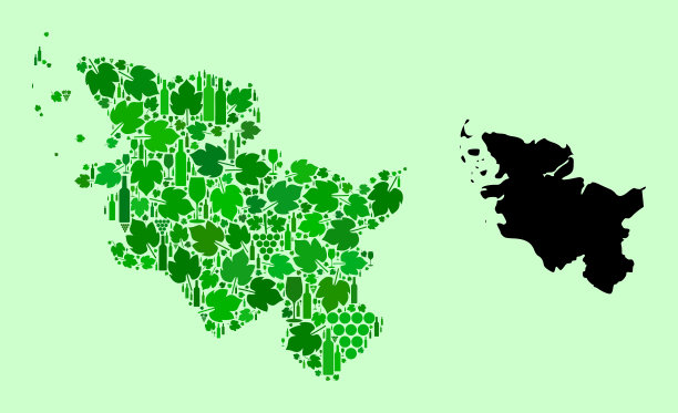 石勒苏益格-荷尔斯泰因州地图-葡萄酒马赛克图片下载