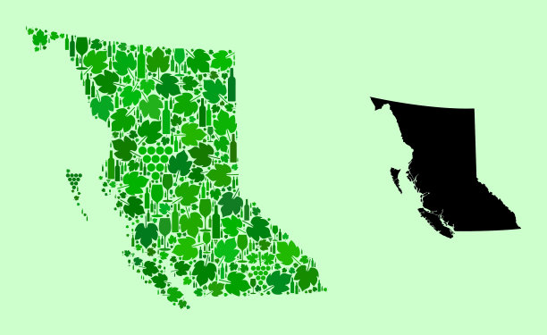 不列颠哥伦比亚省地图-葡萄酒马赛克图片下载