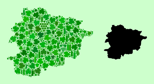 安道尔地图-葡萄酒和葡萄的马赛克图片下载