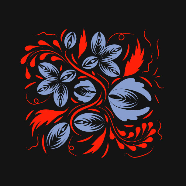 民间花卉、花艺、版画、花卉、抽象艺术图片下载