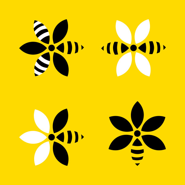 蜜蜂花朵Logo图案抽象设计图片下载