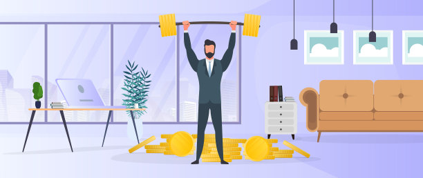 一个商人手里拿着成堆的硬币图片下载