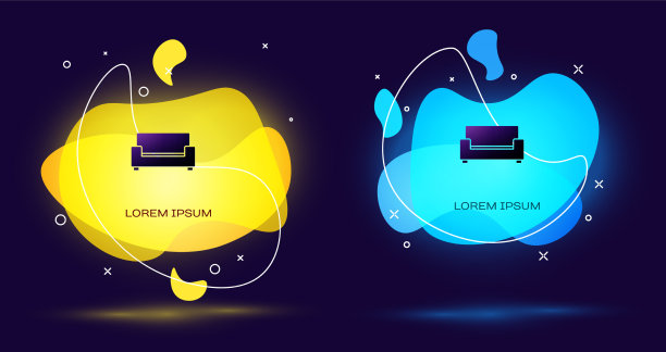 黑色沙发图标孤立在黑色背景图片下载