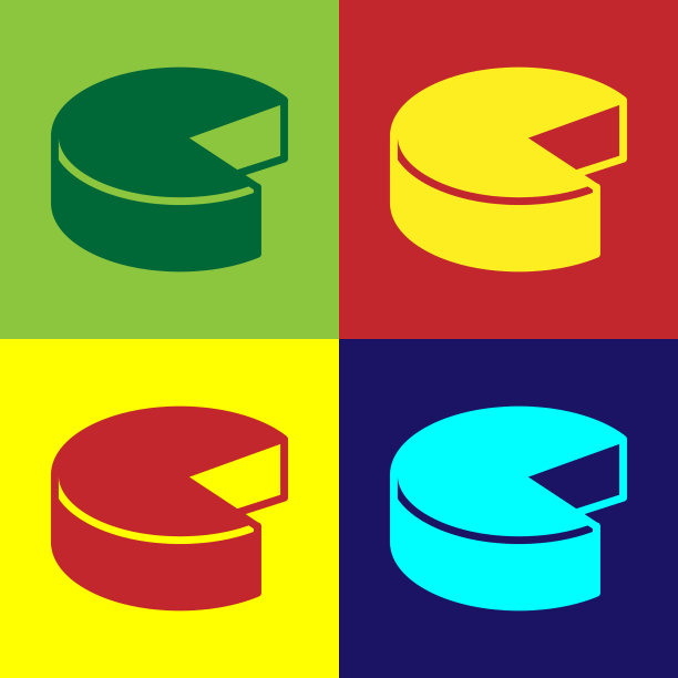 流行艺术奶酪图标孤立的颜色背景图片下载