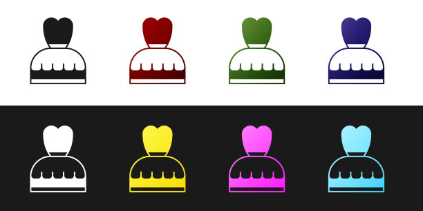 集女子服饰图标孤立于黑白图片下载