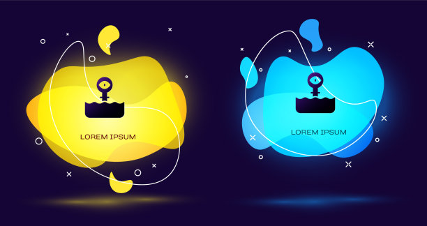 黑色潜望镜在水面上方的波浪图标图片下载