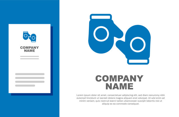 蓝色圣诞手套图标孤立在白色图片下载