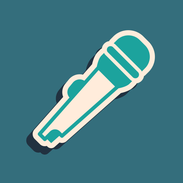 绿色麦克风图标隔离在绿色背景图片下载