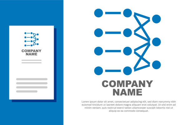 蓝色神经网络图标隔离在白色上图片下载