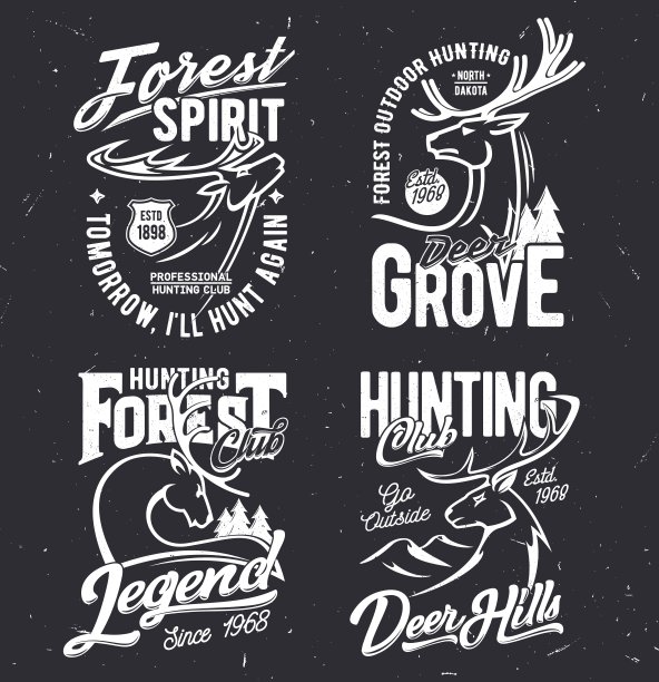 印有狩猎俱乐部吉祥物鹿的t恤图片下载