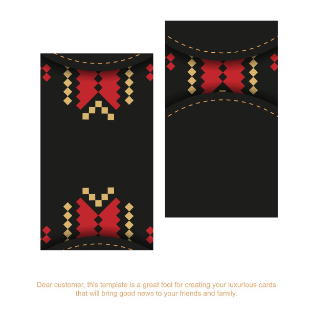 黑色名片设计与斯拉夫装饰图片下载