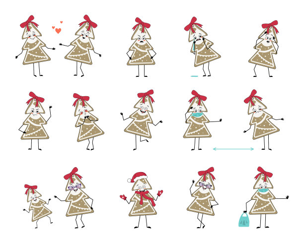 套的圣诞姜饼人物与图片下载