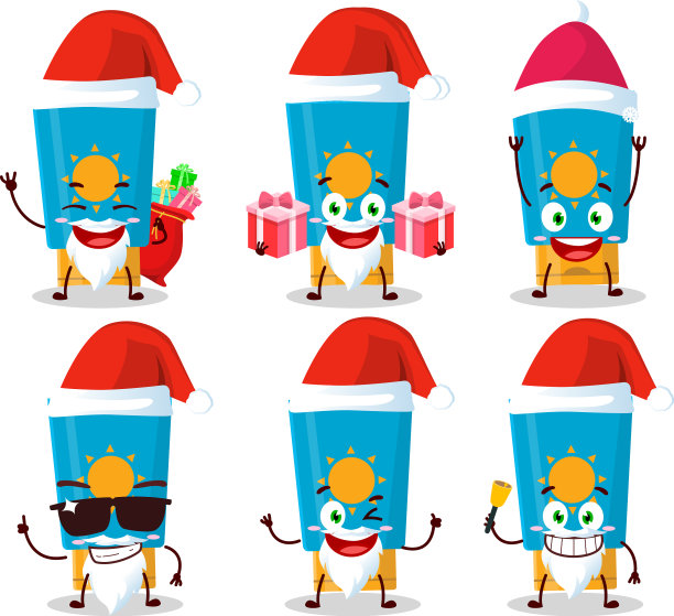 圣诞老人的表情和防晒霜卡通图片下载