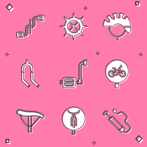 设置自行车踏板，链轮，曲柄，头盔，叉图片下载