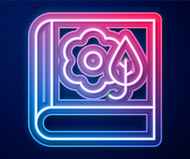 发光的霓虹灯线植物标本室图标孤立在蓝色图片下载