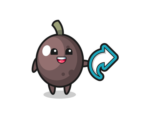 可爱的黑色橄榄手握社交媒体分享符号图片下载