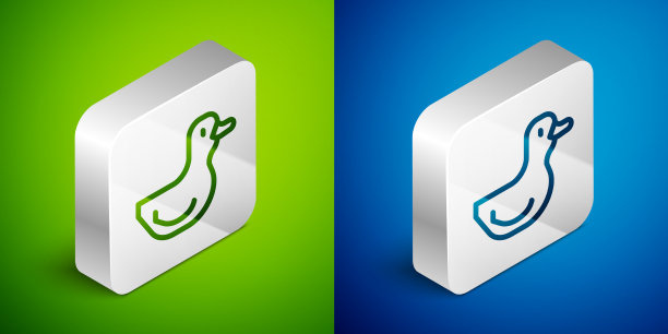 等距线橡胶鸭图标隔离绿色图片下载