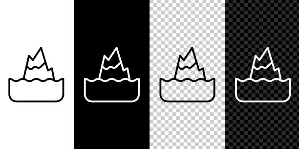 设置线冰山图标隔离在黑色和白色图片下载