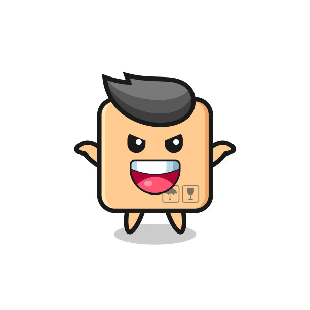 可爱的纸板箱做着恐吓的手势图片下载