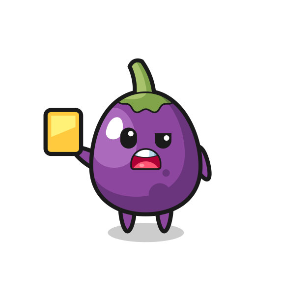 卡通茄子角色扮演足球裁判图片下载