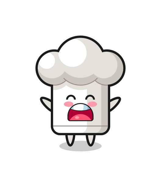 可爱的厨师帽吉祥物与打哈欠的表情图片下载