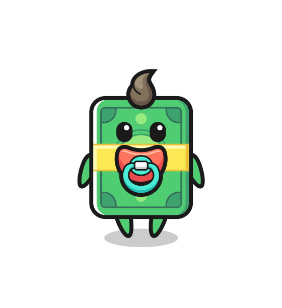 婴儿金钱卡通人物与奶嘴图片下载