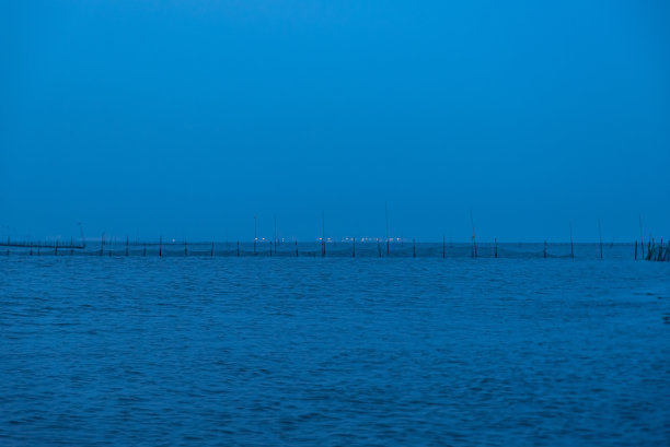 在夜晚的浅滩上，蓝色笼罩着一切图片下载