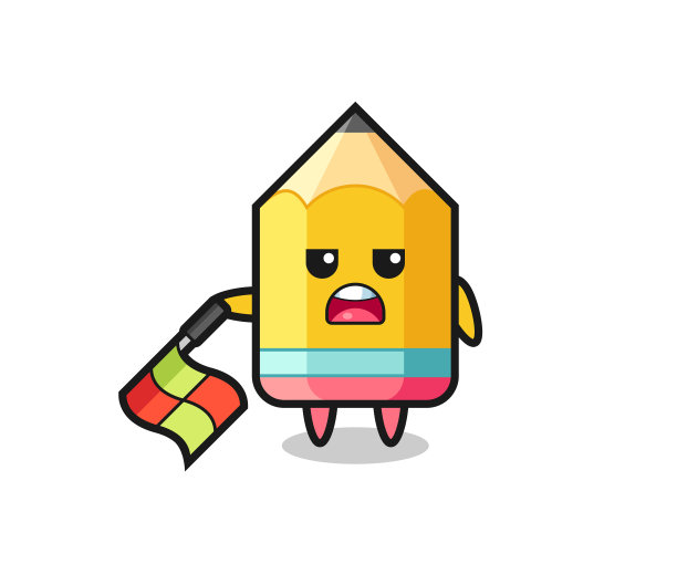 铅笔字符作为线裁判员按住旗帜图片下载