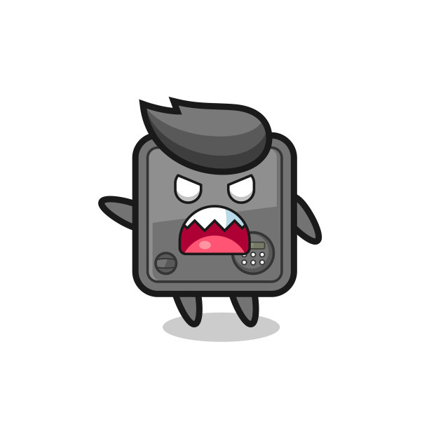 可爱的保险箱卡通在一个非常生气的姿势图片下载