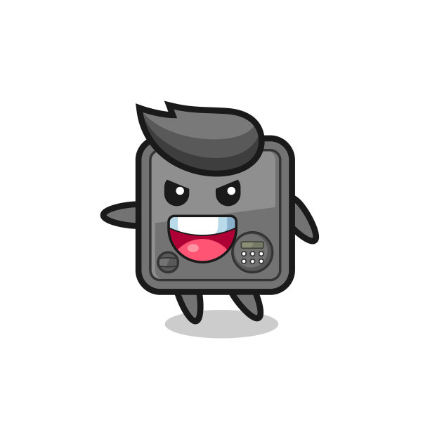 保险箱卡通和非常兴奋的姿势图片下载