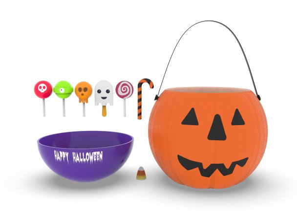 一套万圣节糖果的背景3d渲染图片下载