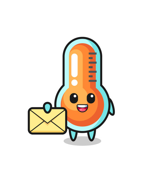 卡通温度计拿着黄色的字母图片下载